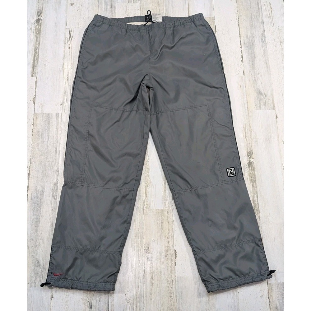 Vintage Y2K Nike Track Pants Mens Large Lined Softshell Gray Distressed